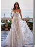 Beaded Strapless Ivory Lace Tulle Stunning Wedding Dress
